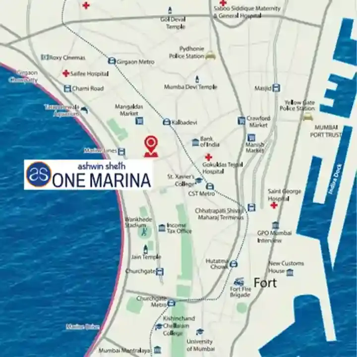 Sheth One Marina location map, Marine Lines
